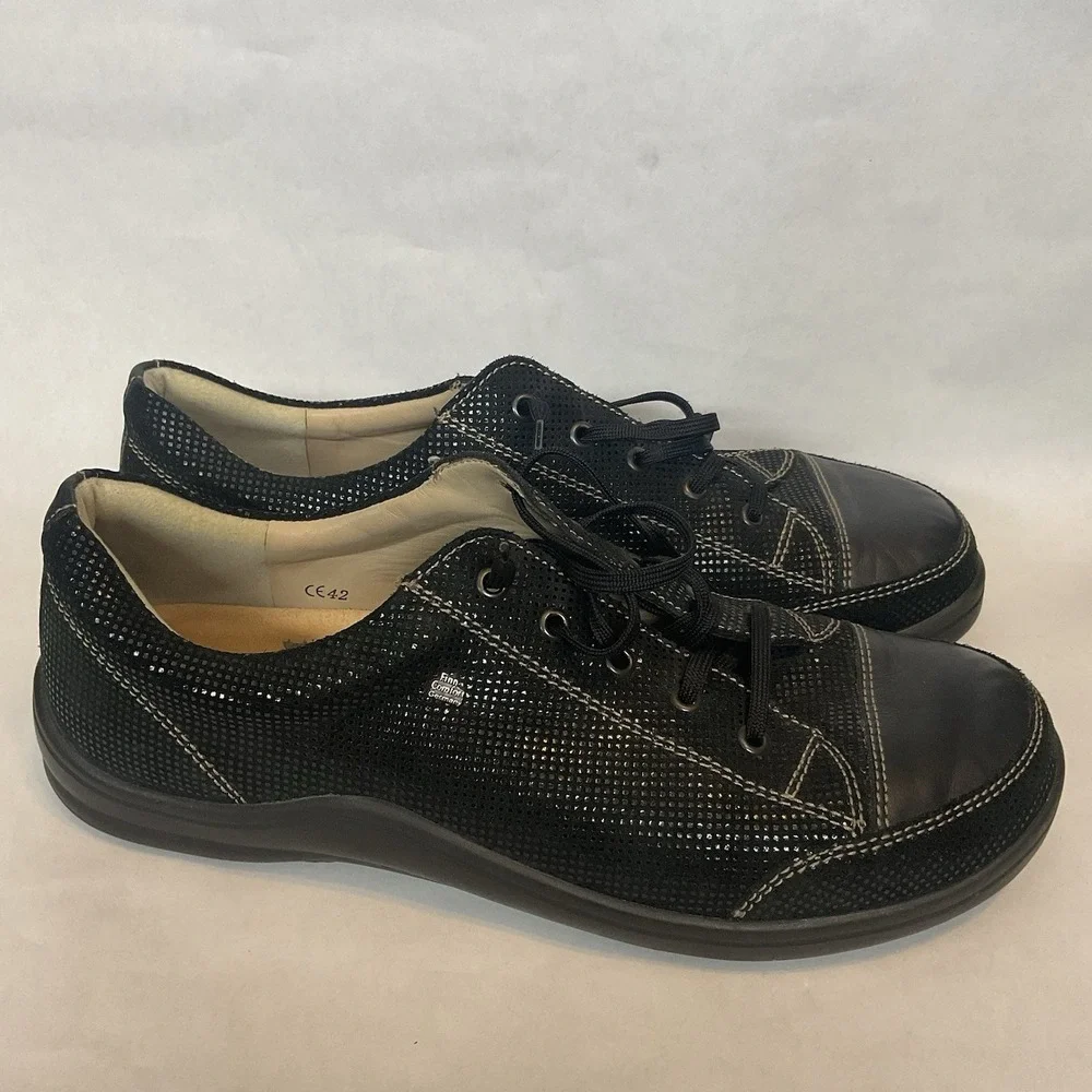 Finn Comfort Soho Comfort Sneakers Black Leather Women's Size 42/11-11.5